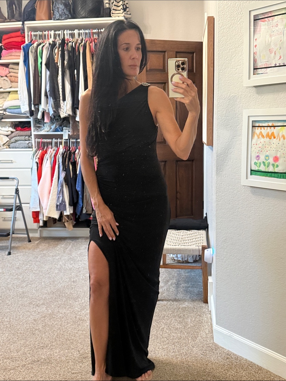 Ralph Lauren One-Shoulder Black Maxi Dress